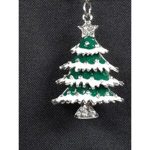 Sparkling Rhinestone Christmas Tree Keychain Charm Enamel Holiday Accessory